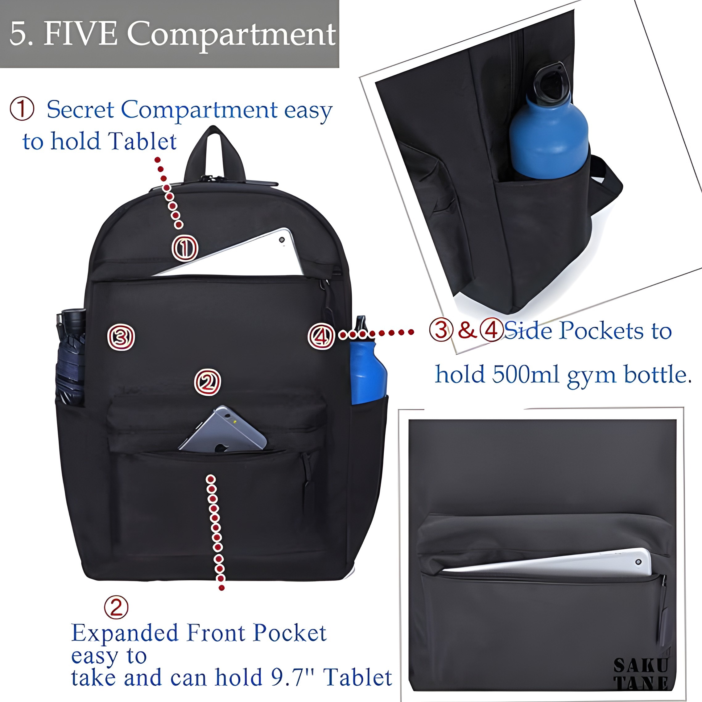 VPack 21L Waterproof Backpack – Sleek, Durable, and Spacious - Image 3