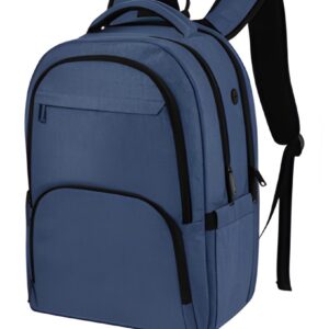 AeroShield Travel Backpack – Anti-Theft Business & USB Charging Backpack for Work & School (Navy Blue)